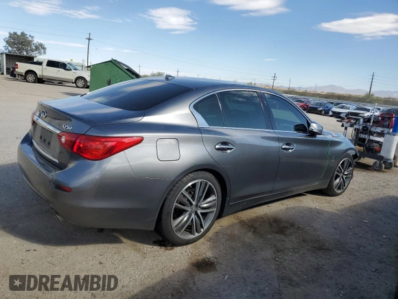 2015 Infiniti Q50 Premium with VIN JN1BV7AP0FM342695, listed as a Copart auction lot 50739825 with 96,921 mi miles and Salvage Title. Bid and sale history available at carsss.com. Image 3.