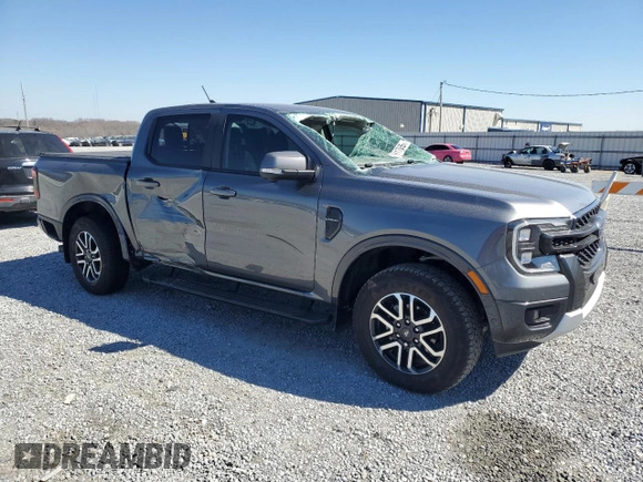 2024 Ford Ranger LARIAT with VIN 1FTER4KP8RLE39889, listed as a Copart auction lot 47591765 with 7,641 mi miles and Salvage Title. Bid and sale history available at carsss.com. Image 4.