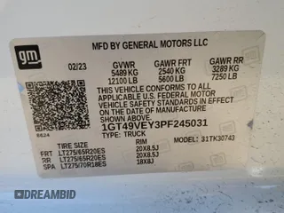 2023 GMC Sierra 3500HD AT4 z VIN 1GT49VEY3PF245031, wystawiony jako Copart lot #77260884 z przebiegiem Nie podano mil oraz Szkoda całkowita • Salvage title. Historia ofert i sprzedaży dostępna na DreamBid. Obrazek 12.