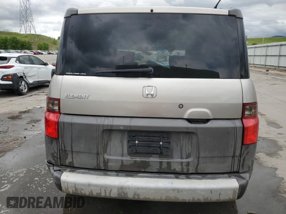 2003 Honda Element EX with VIN 5J6YH28593L008599, listed as a Copart auction lot 58796085 with 203,277 mi miles and Salvage title. Bid and sale history available at DreamBid. Image 6.