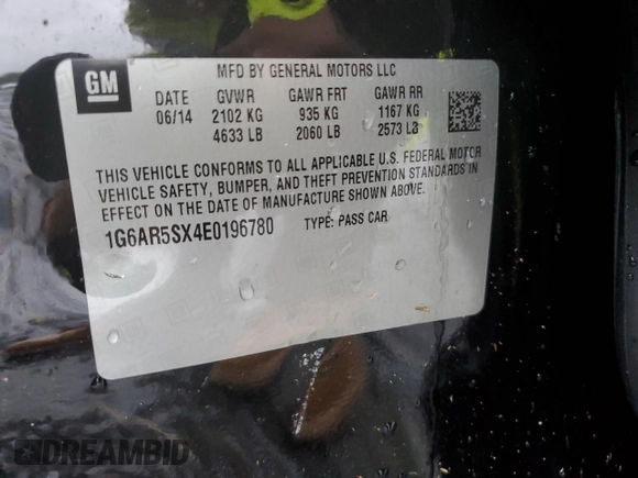 2014 Cadillac CTS Luxury RWD with VIN 1G6AR5SX4E0196780, listed as a Copart auction lot 68050504 with 83,140 mi miles and Salvage Title. Bid and sale history available at carsss.com. Image 14.