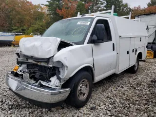 2019 Chevrolet Express Commercial with VIN 1GB0GRFG3K1194206, listed as a Copart auction lot 71638604 with Not Provided miles and Salvage Title. Bid and sale history available at carsss.com. Image 1.