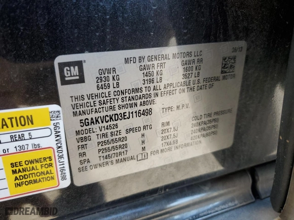 2014 Buick Enclave Premium with VIN 5GAKVCKD3EJ116498, listed as a Copart auction lot 47593095 with 169,470 mi miles and Salvage Title. Bid and sale history available at carsss.com. Image 13.