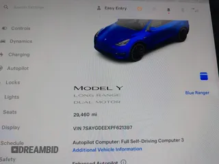 2023 Tesla Model Y Long Range with VIN 7SAYGDEEXPF621397, listed as a IAAI auction lot 41922714 with 29,460 mi miles. Bid and sale history available at carsss.com. Image 7.