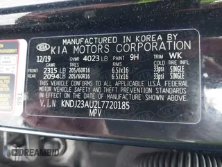 2020 Kia Soul LX with VIN KNDJ23AU2L7720185, listed as a IAAI auction lot 41796717 with 69,635 mi miles. Bid and sale history available at carsss.com. Image 9.