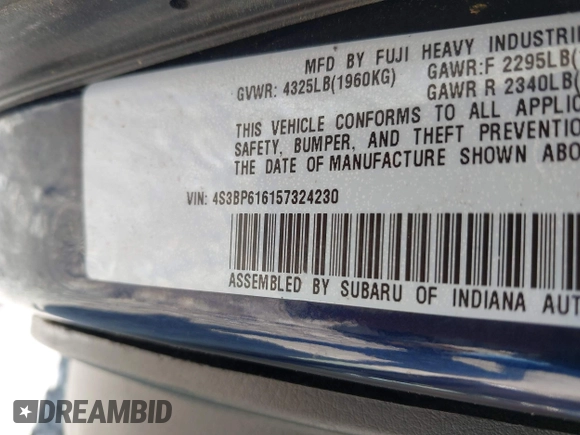 2005 Subaru Legacy with VIN 4S3BP616157324230, listed as a IAAI auction lot 42548635 with 177,780 mi miles and . Bid and sale history available at DreamBid. Image 9.