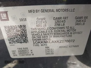 2019 GMC Acadia SLE with VIN 1GKKNKLAXKZ170072, listed as a IAAI auction lot 40532368 with 90,451 mi miles. Bid and sale history available at carsss.com. Image 9.
