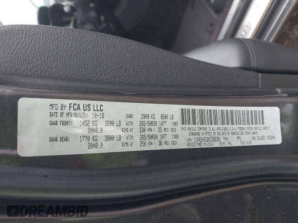 2019 Dodge Durango Citadel with VIN 1C4RDHEG2KC582281, listed as a IAAI auction lot 41614101 with 74,478 mi miles and . Bid and sale history available at DreamBid. Image 9.
