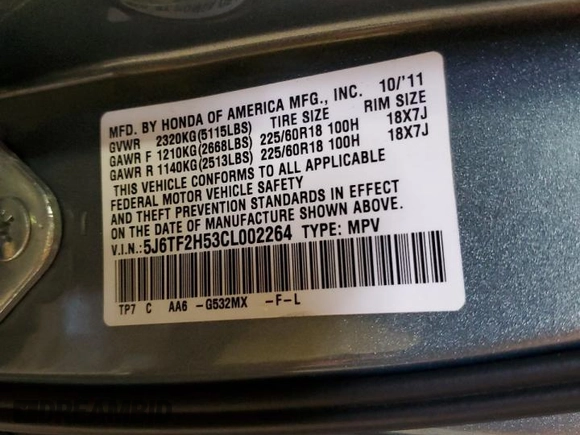 2012 Honda Crosstour EX-L z VIN 5J6TF2H53CL002264, wystawiony jako Copart lot #55645545 z przebiegiem 129 812 mil mil oraz Szkoda całkowita • Salvage title. Historia ofert i sprzedaży dostępna na DreamBid. Obrazek 12.