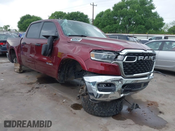 2025 Ram 1500 Big Horn with VIN 1C6RREFG5SN597979, listed as a IAAI auction lot 41931498 with 24,567 mi miles and . Bid and sale history available at DreamBid. Image 1.