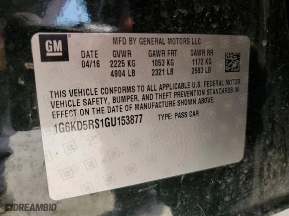 2016 Cadillac CT6 Luxury AWD with VIN 1G6KD5RS1GU153877, listed as a Copart auction lot 67968894 with 0 mi miles and Salvage Title. Bid and sale history available at carsss.com. Image 12.