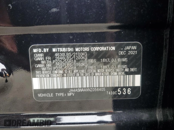 2022 Mitsubishi Eclipse Cross SE с VIN JA4ASWAAXNZ056405, выставлен на аукционе Copart как лот 79829844 с пробегом 32 253 миль миль и Списание • Salvage title. История ставок и продаж доступна на DreamBid. Изображение 15.