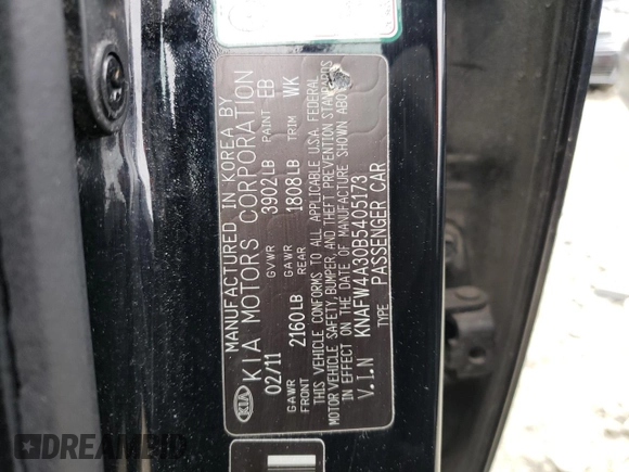 2011 Kia Forte SX with VIN KNAFW4A30B5405173, listed as a Copart auction lot 47854215 with 90,309 mi miles and Salvage Title. Bid and sale history available at carsss.com. Image 12.