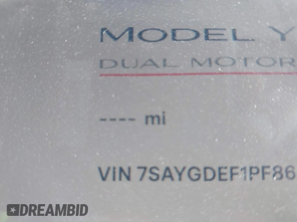 2023 Tesla Model Y Performance with VIN 7SAYGDEF1PF864976, listed as a IAAI auction lot 41667676 with Not Provided miles and . Bid and sale history available at DreamBid. Image 7.