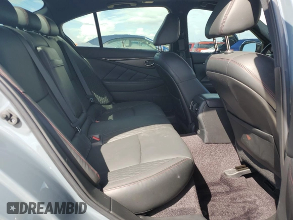 2021 Infiniti Q50 Red Sport 400 with VIN JN1FV7DP2MM850371, listed as a Copart auction lot 73762964 with 49,874 mi miles and Salvage Title. Bid and sale history available at DreamBid. Image 10.