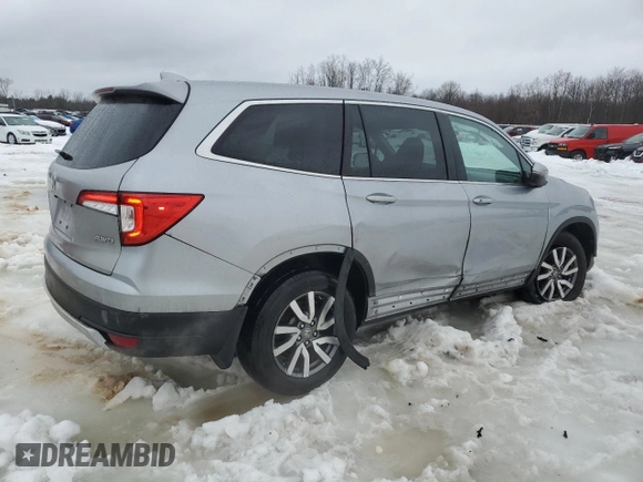 2022 Honda Pilot EX-L with VIN 5FNYF6H55NB037784, listed as a Copart auction lot 45500035 with 34,753 mi miles and Salvage Title. Bid and sale history available at carsss.com. Image 3.