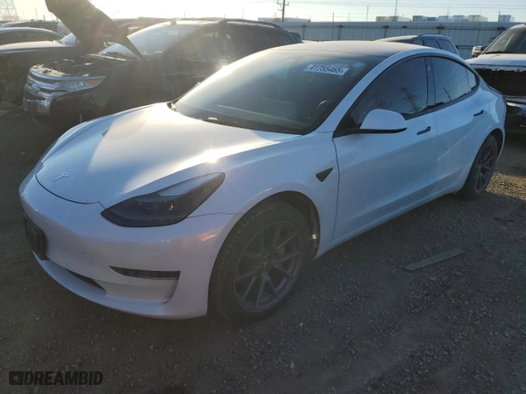 2022 Tesla Model 3 with VIN 5YJ3E1EAXNF110441, listed as a Copart auction lot 41755465 with 47,870 mi miles and Salvage Title. Bid and sale history available at carsss.com. Image 1.