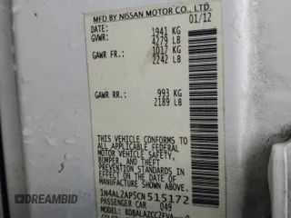 2012 Nissan Altima S with VIN 1N4AL2AP5CN515172, listed as a Copart auction lot 53962965 with 147,990 mi miles and Salvage Title. Bid and sale history available at DreamBid. Image 12.