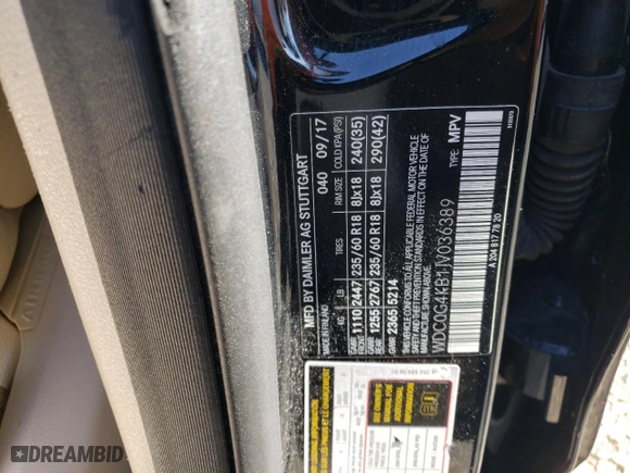 2018 Mercedes-Benz GLC with VIN WDC0G4KB1JV036389, listed as a Copart auction lot 50087385 with NaN miles and Salvage Title. Bid and sale history available at carsss.com. Image 15.
