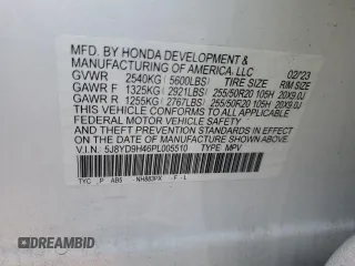 2023 Acura MDX w/Technology Package with VIN 5J8YD9H46PL005510, listed as a Copart auction lot 83422284 with 35,681 mi miles and Salvage Title. Bid and sale history available at carsss.com. Image 15.