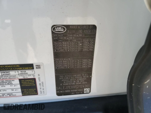 2023 Land Rover Defender S z VIN SALEJ7EXXP2124365, wystawiony jako Copart lot #44719545 z przebiegiem 19 299 mil mil oraz Szkoda całkowita • Salvage title. Historia ofert i sprzedaży dostępna na DreamBid. Obrazek 13.
