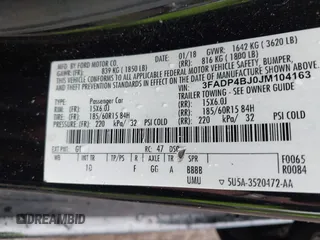 2018 Ford Fiesta SE z VIN 3FADP4BJ0JM104163, wystawiony jako IAAI lot #42306860 z przebiegiem 45 992 mil mil oraz . Historia ofert i sprzedaży dostępna na DreamBid. Obrazek 9.