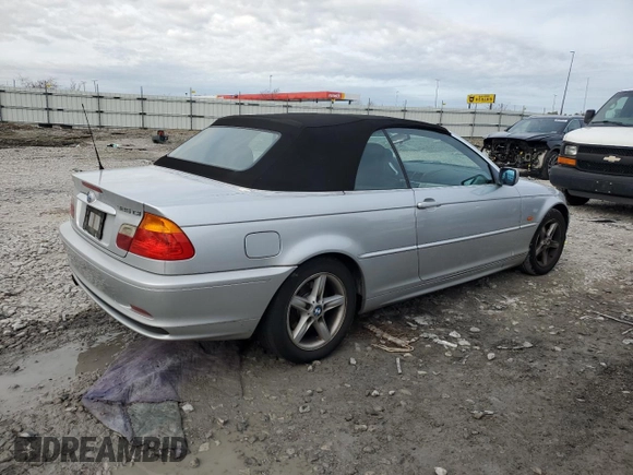 2002 BMW 3 Series 325Ci with VIN WBABS33492JY43255, listed as a Copart auction lot 80297624 with 138,885 mi miles and Salvage Title. Bid and sale history available at carsss.com. Image 3.