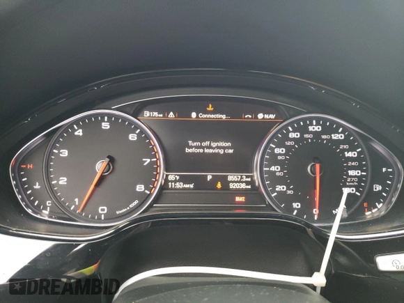 2016 Audi A8 L 3.0T with VIN WAU34AFD5GN011362, listed as a Copart auction lot 43261123 with 92,036 mi miles. Bid and sale history available at carsss.com. Image 9.