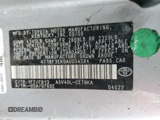 2010 Toyota Camry with VIN 4T1BF3EK0AU054584, listed as a Copart auction lot 56517085 with 107,178 mi miles and Clean Title. Bid and sale history available at DreamBid. Image 12.