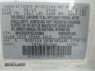 2014 Nissan Note SV с VIN 3N1CE2CP7EL372984, выставлен на аукционе IAAI как лот 42252965 с пробегом 175 868 миль миль и . История ставок и продаж доступна на DreamBid. Изображение 9.