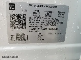 2023 Chevrolet Traverse Premier with VIN 1GNERKKW9PJ207541, listed as a Copart auction lot 49386285 with 17,409 mi miles and Salvage Title. Bid and sale history available at carsss.com. Image 13.