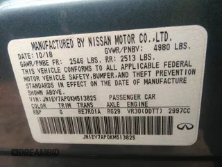 2019 Infiniti Q50 Luxe with VIN JN1EV7AP0KM513825, listed as a IAAI auction lot 41310796 with 92,131 mi miles and . Bid and sale history available at DreamBid. Image 9.