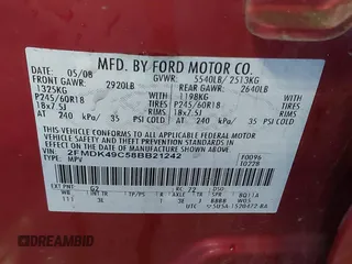 2008 Ford Edge Limited with VIN 2FMDK49C58BB21242, listed as a IAAI auction lot 41724287 with 133,184 mi miles. Bid and sale history available at carsss.com. Image 9.