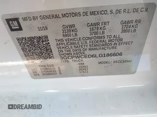 2020 Chevrolet Silverado 1500 LT with VIN 3GCPWCED6LG186606, listed as a IAAI auction lot 41370483 with 97,432 mi miles. Bid and sale history available at carsss.com. Image 9.