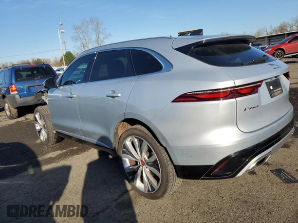 2021 Jaguar F-Pace S with VIN SADCJ2EU9MA683953, listed as a Copart auction lot 46843045 with 40,526 mi miles and Salvage title. Bid and sale history available at DreamBid. Image 2.