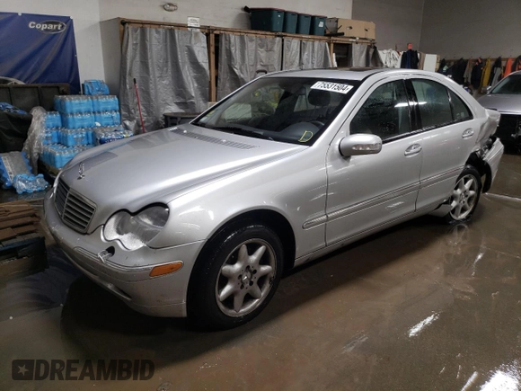 2003 Mercedes-Benz C 230/260/280/320 with VIN WDBRF64J73F321576, listed as a Copart auction lot 75531504 with 36,018 mi miles and Salvage Title. Bid and sale history available at DreamBid. Image 1.