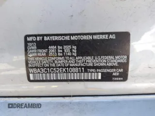 2014 BMW 3 Series 328i z VIN WBA3C1C52EK108811, wystawiony jako IAAI lot #42213041 z przebiegiem 65 634 mil mil oraz . Historia ofert i sprzedaży dostępna na DreamBid. Obrazek 9.
