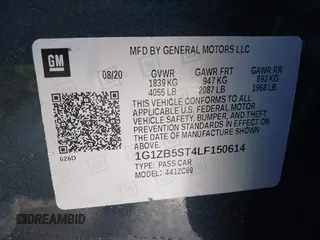 2020 Chevrolet Malibu LS with VIN 1G1ZB5ST4LF150614, listed as a IAAI auction lot 41942929 with 40,352 mi miles and . Bid and sale history available at DreamBid. Image 9.