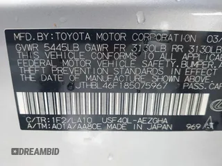 2008 Lexus LS 460 with VIN JTHBL46F185075967, listed as a IAAI auction lot 42277261 with 181,585 mi miles and . Bid and sale history available at DreamBid. Image 9.