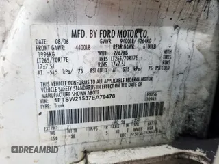 2007 Ford F-250 XL with VIN 1FTSW21537EA79478, listed as a Copart auction lot 61970925 with 183,017 mi miles and Clean title. Bid and sale history available at DreamBid. Image 13.