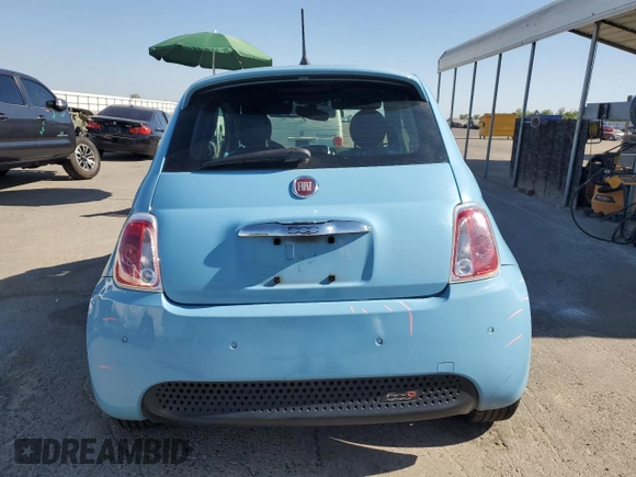 2017 FIAT 500e with VIN 3C3CFFGEXHT565603, listed as a Copart auction lot 61594175 with 57,428 mi miles and Salvage title. Bid and sale history available at DreamBid. Image 6.