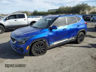 2023 Kia Seltos Nightfall with VIN KNDEUCA21P7404874, listed as a Copart auction lot 77232734 with 15,321 mi miles and Salvage Title. Bid and sale history available at carsss.com. Image 1.