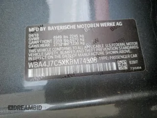2019 BMW 4 Series 440i xDrive с VIN WBA4J7C5XKBM74508, выставлен на аукционе Copart как лот 61600815 с пробегом 58 324 миль миль и Чистый • Clean title. История ставок и продаж доступна на DreamBid. Изображение 12.