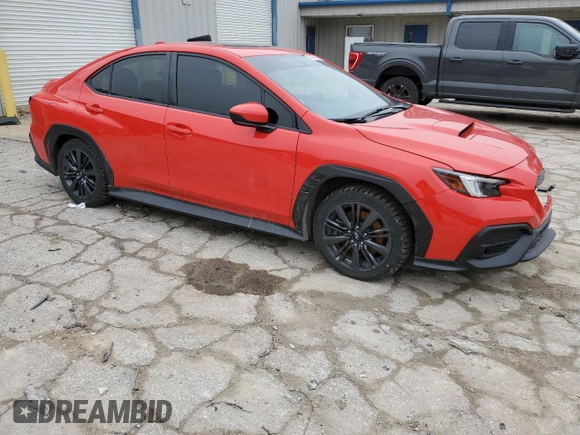 2023 Subaru WRX Premium with VIN JF1VBAF6XP9808546, listed as a Copart auction lot 43581465 with 24,910 mi miles and Salvage Title. Bid and sale history available at carsss.com. Image 4.
