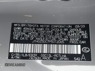 2023 Lexus RC 350 F Sport с VIN JTHGZ5DC7P5012065, выставлен на аукционе IAAI как лот 42247935 с пробегом 33 237 миль миль и . История ставок и продаж доступна на DreamBid. Изображение 9.