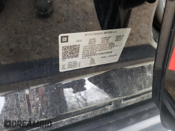2018 Chevrolet Tahoe Commercial with VIN 1GNSKFEC3JR276928, listed as a Copart auction lot 48980425 with 50,206 mi miles and Salvage title. Bid and sale history available at DreamBid. Image 14.