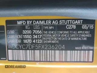 2015 Mercedes-Benz G-Class G 63 AMG with VIN WDCYC7DF5FX236204, listed as a Copart auction lot 86382914 with 65,316 mi miles and Salvage Title. Bid and sale history available at carsss.com. Image 12.