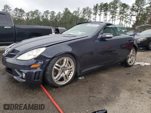 2007 Mercedes-Benz SLK-Class 5.5L AMG with VIN WDBWK73FX7F144982, listed as a Copart auction lot 81368744 with 0 mi miles and Salvage Title. Bid and sale history available at carsss.com. Image 1.