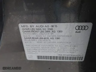 2016 Audi Q5 Premium Plus with VIN WA1D7AFPXGA042617, listed as a IAAI auction lot 41077195 with 161,239 mi miles. Bid and sale history available at carsss.com. Image 9.