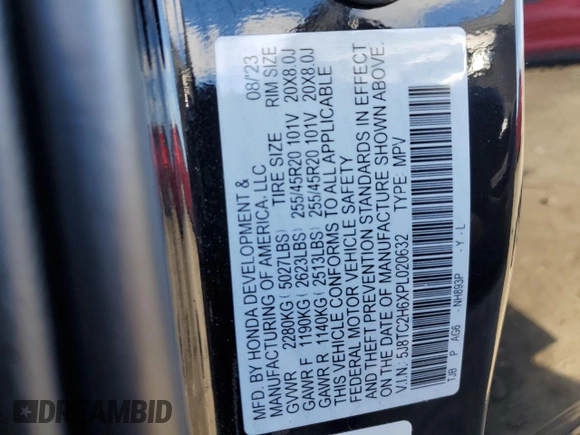 2023 Acura RDX w/A-Spec Package z VIN 5J8TC2H6XPL020632, wystawiony jako Copart lot #79442494 z przebiegiem 21 842 mil mil oraz Szkoda całkowita • Salvage title. Historia ofert i sprzedaży dostępna na DreamBid. Obrazek 15.